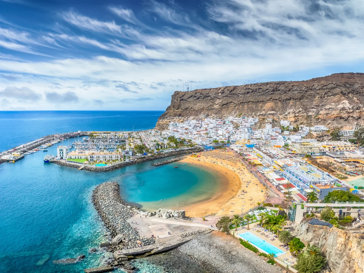 Aerial view of Puerto de Mogan in Gran Canaria, Canarie Islands